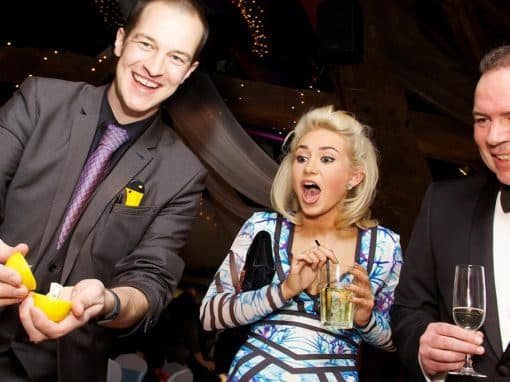 Amazing lemon trick reaction at glamorous evening event